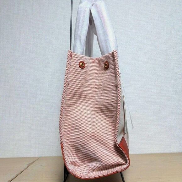 TORY BURCH Handbag Ella Vermilion Canvas x Leather Big Logo Genuine Product - Picture 5 of 10